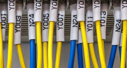 Control panel wiring with colored single-wall heat-shrink markers