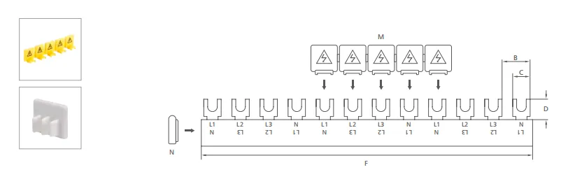 Fork-Type Four-Pole Bus bar dimension