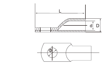 copper connecting terminal size
