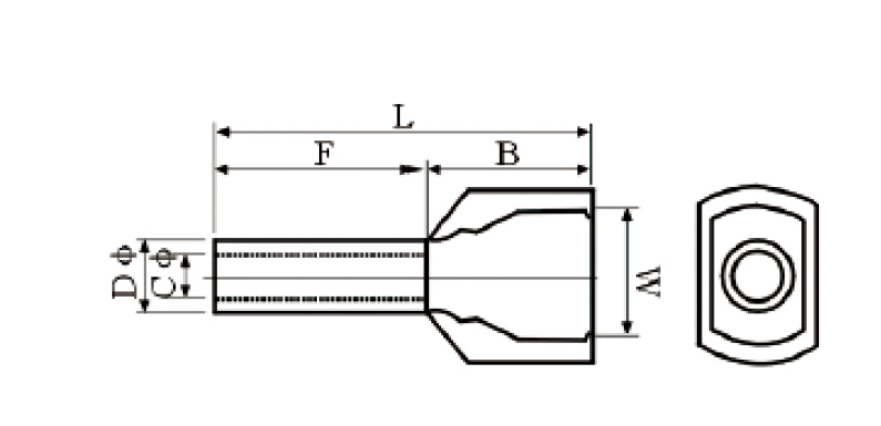 Twin Insulated Cord End Terminals size