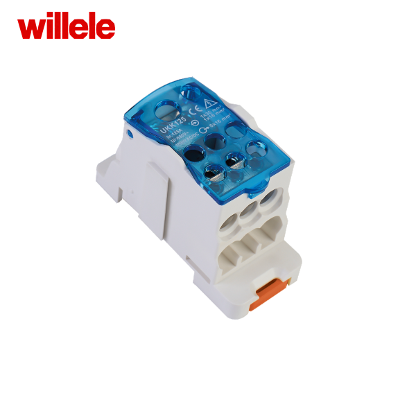 Bloc de distribution UKK 125A 1 entrée 11 sorties — Willele (couvercle bleu)