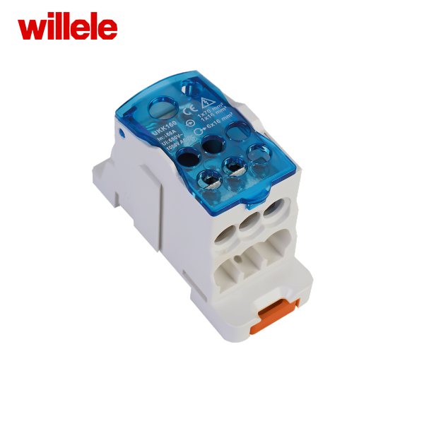 Bloc de distribution UKK 160A 1 entrée 11 sorties — Willele (couvercle bleu)
