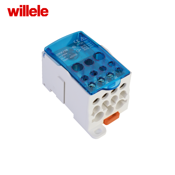 Bloc de distribution UKK 250A 1 entrée 11 sorties — Willele (couvercle bleu)