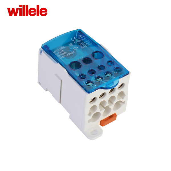 Bloc de distribution UKK 400A 1 entrée 11 sorties — Willele (couvercle bleu)