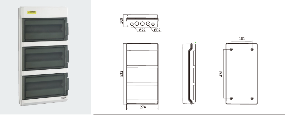 WHT distribution box DIMENSION 8