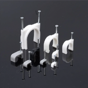 Circle Cable Clips — Round Cable Clips with Nails (PE White)