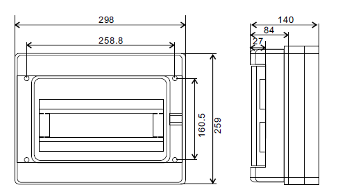 electrical power distribution box WHA-12 dimension