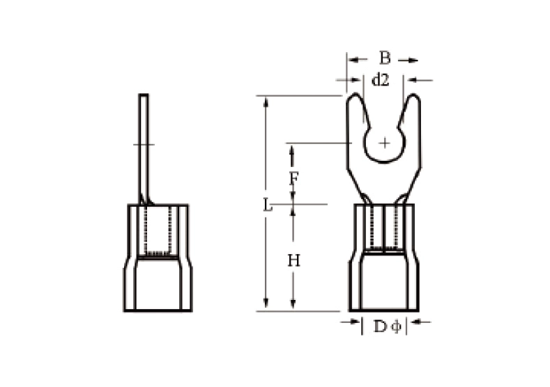 insulated flanged fork terminals size