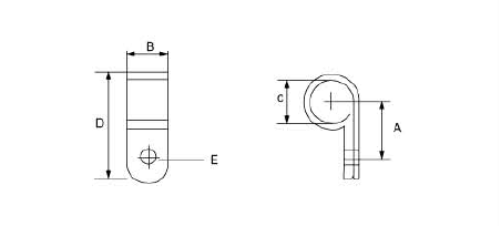 nylon P clamp dimension