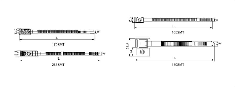 screw mount cable ties dimension