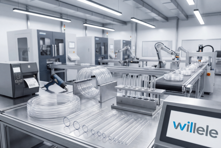 Transparent heat shrinkable tubes on manufacturing equipment - willele Electric