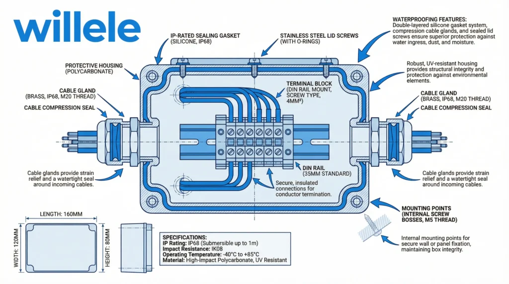 Waterproof Junction Box Technical Diagram