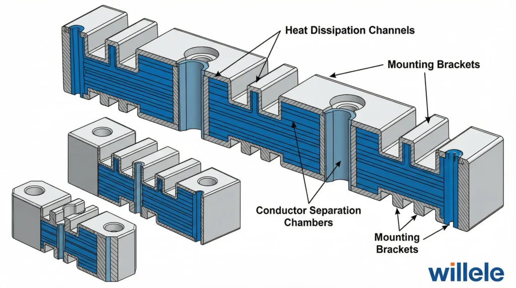 Willele Busbar Insulator Technical Diagram - Cross Section