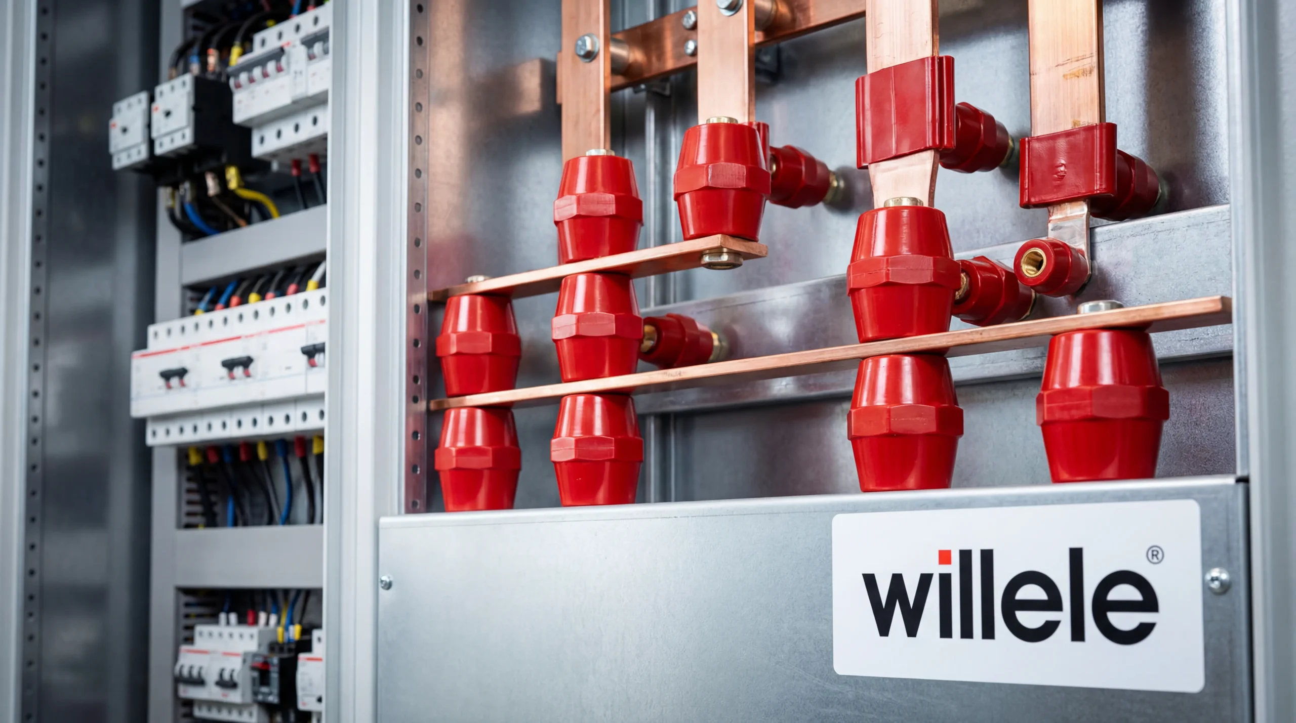 Photo d'installation des isolateurs de barres omnibus Willele