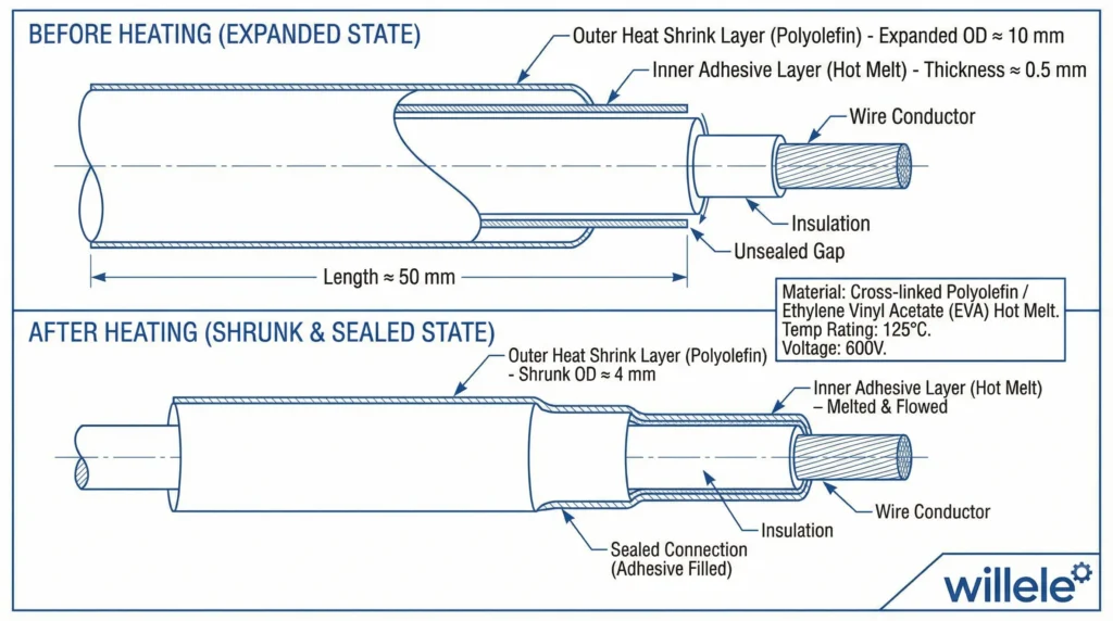 Willele Dual Wall Heat Shrink Technical Diagram