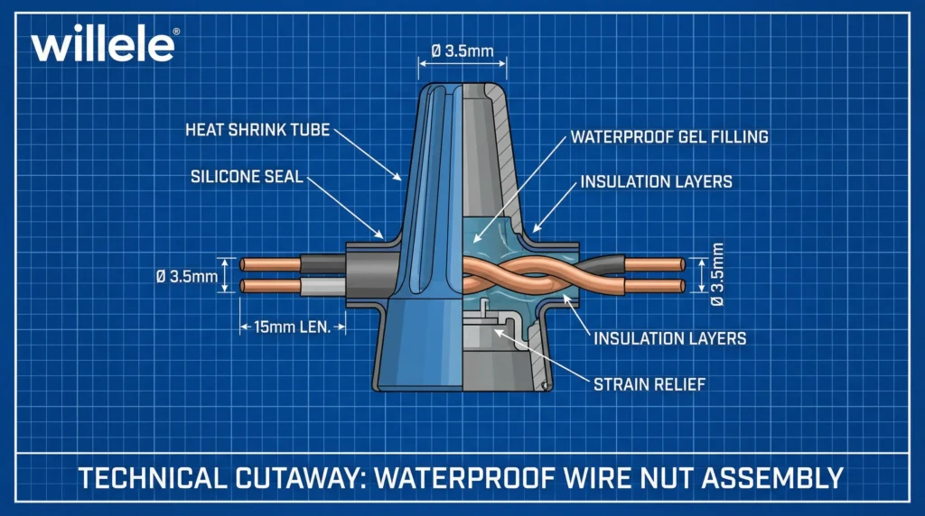 Willele Waterproof Wire Nut Technical Diagram (1)
