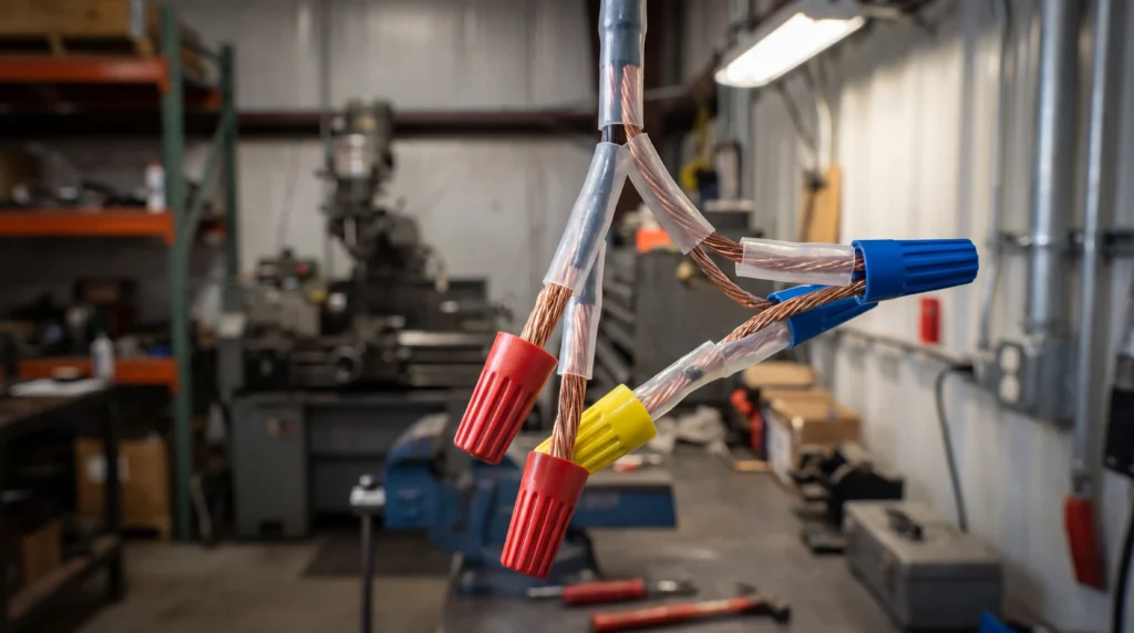 Wire Nut Connections with Heat Shrink - Industrial Photo