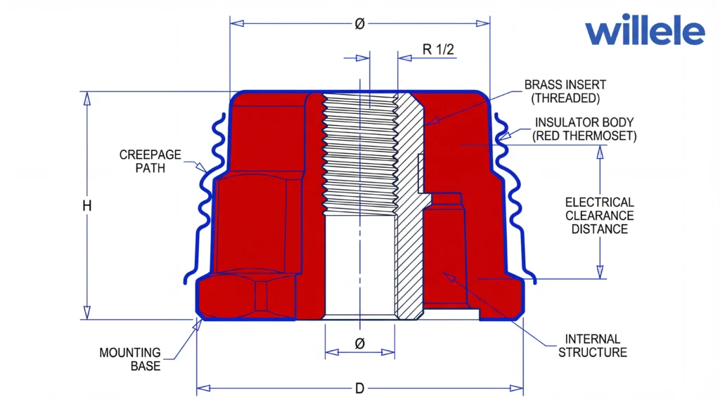 Busbar Insulator Technical Drawing - willele