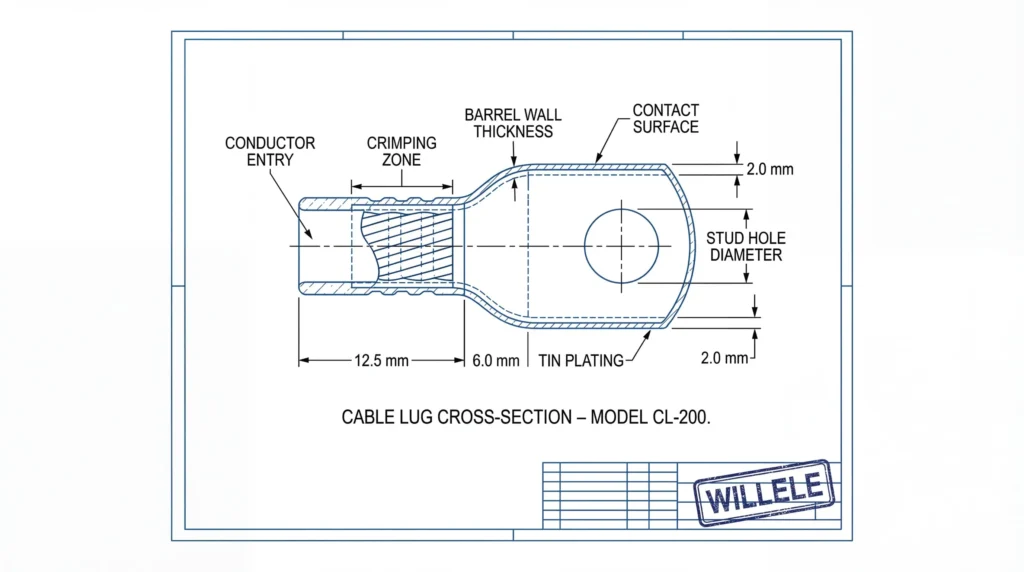 Cable Lug Technical Diagram - Willele