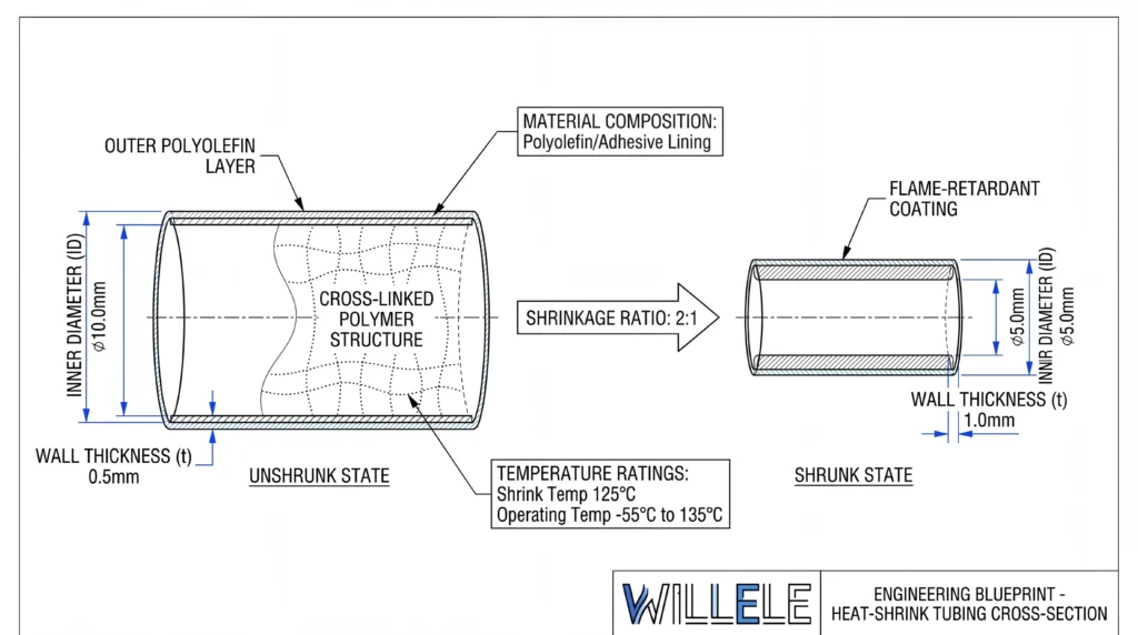 Heat-Shrink Tubing Technical Cross-Section Diagram
