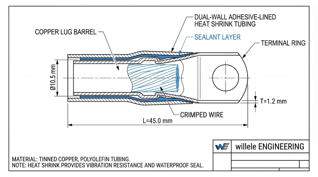 Willele Cable Lug Technical Cross-Section Drawing