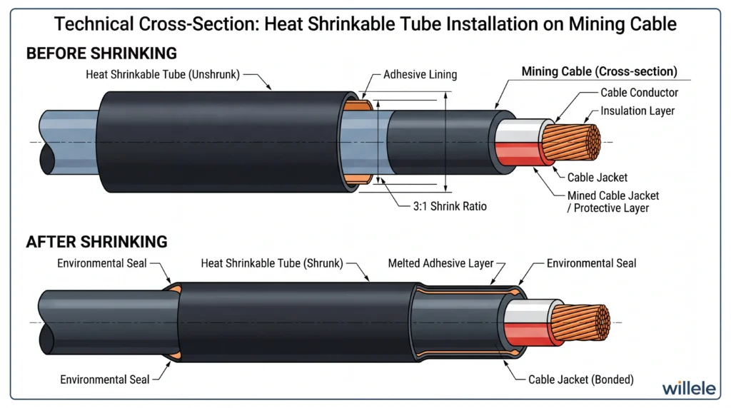 Heat Shrinkable Tube Technical Diagram - Cross Section