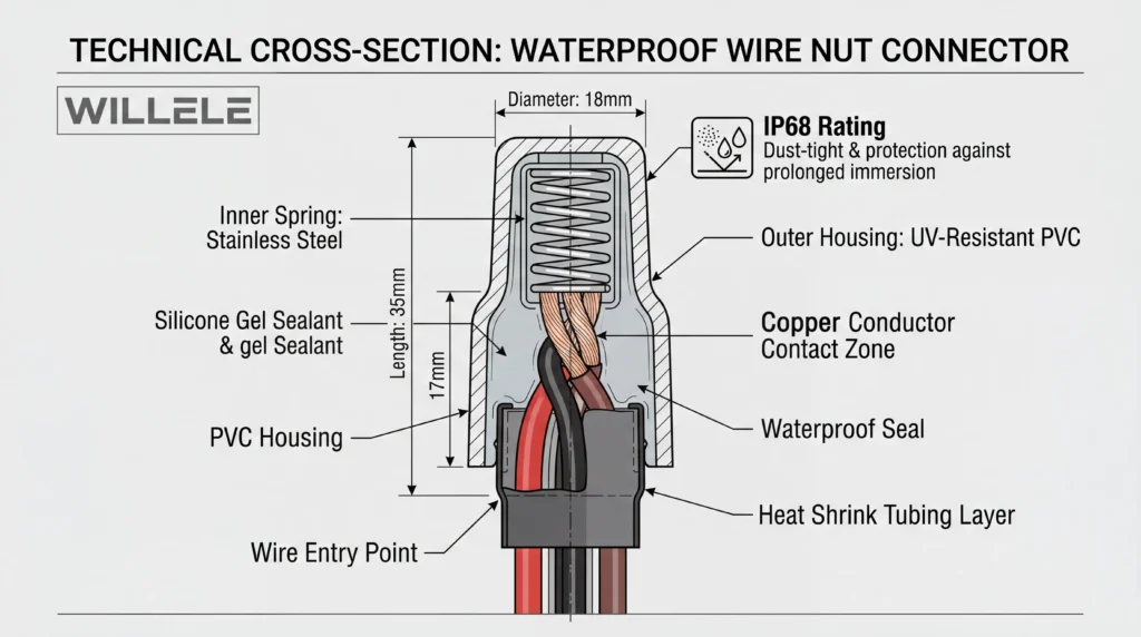 Waterproof Wire Nut Technical Diagram - Cross Section