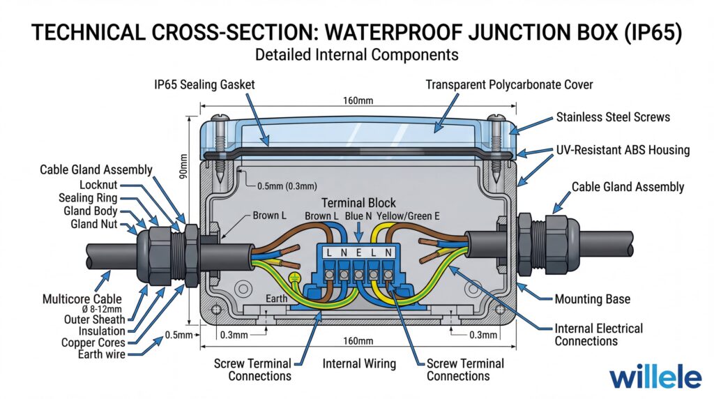 Willele Junction Box Technical Diagram - Cross Section