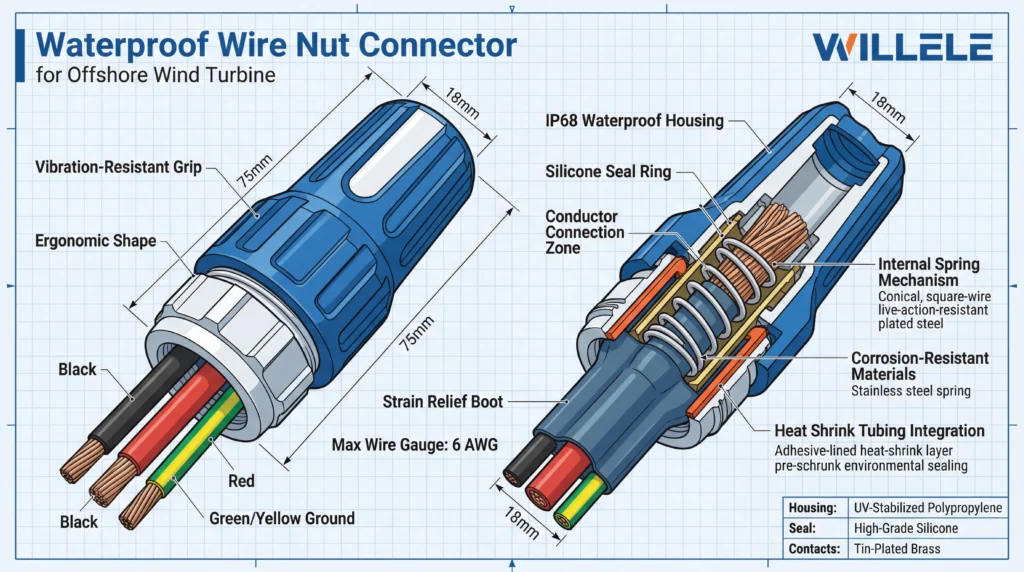 Waterproof Wire Nut Technical Diagram - Cross Section (1)