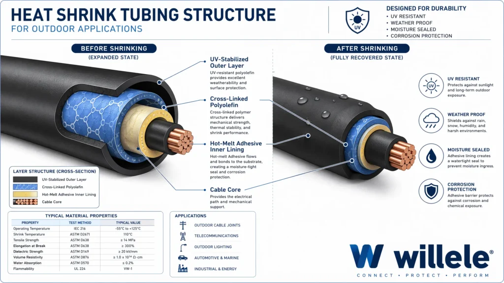 Heat Shrink Tubing Technical Cross-Section Diagram