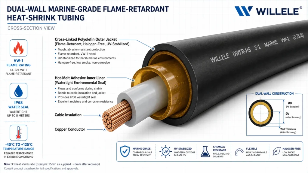 Dual-Wall Marine Heat-Shrink Tubing - Technical Cross-Section Diagram