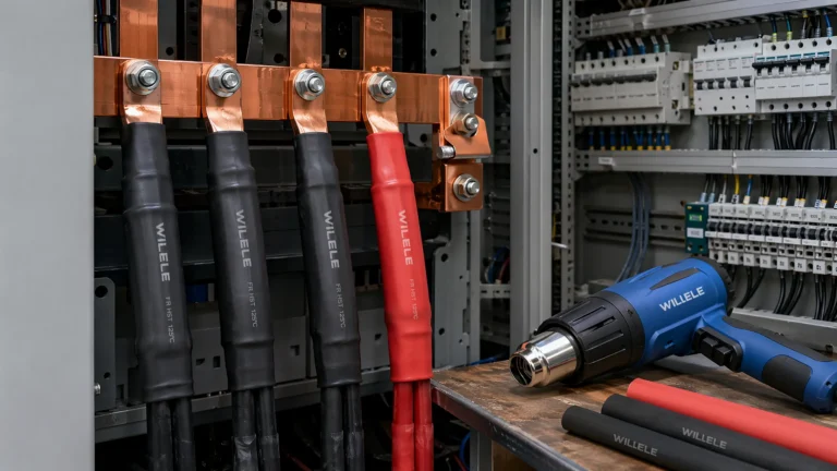 Flame retardant heat shrink tubing in switchgear - industrial photo