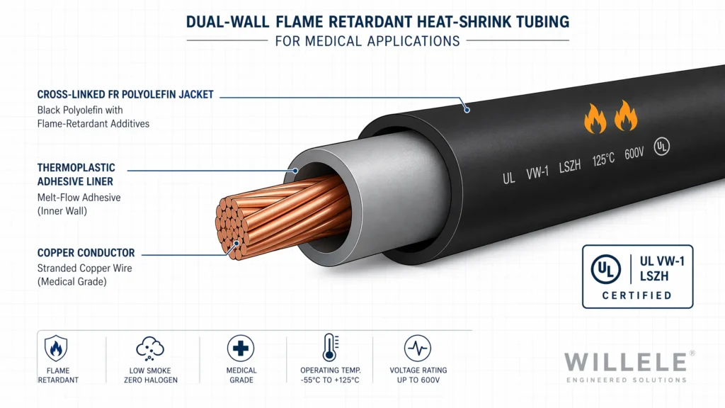 Willele dual-wall heat-shrink tubing technical cross-section diagram