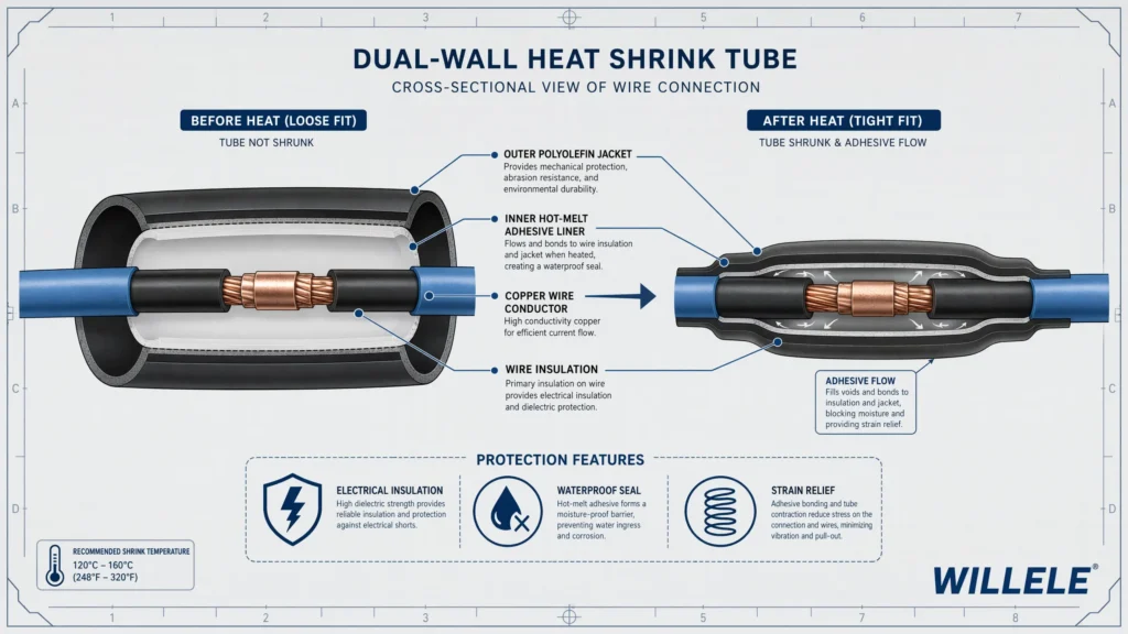 Willele Heat Shrink Tube - Technical Cross-Section Diagram