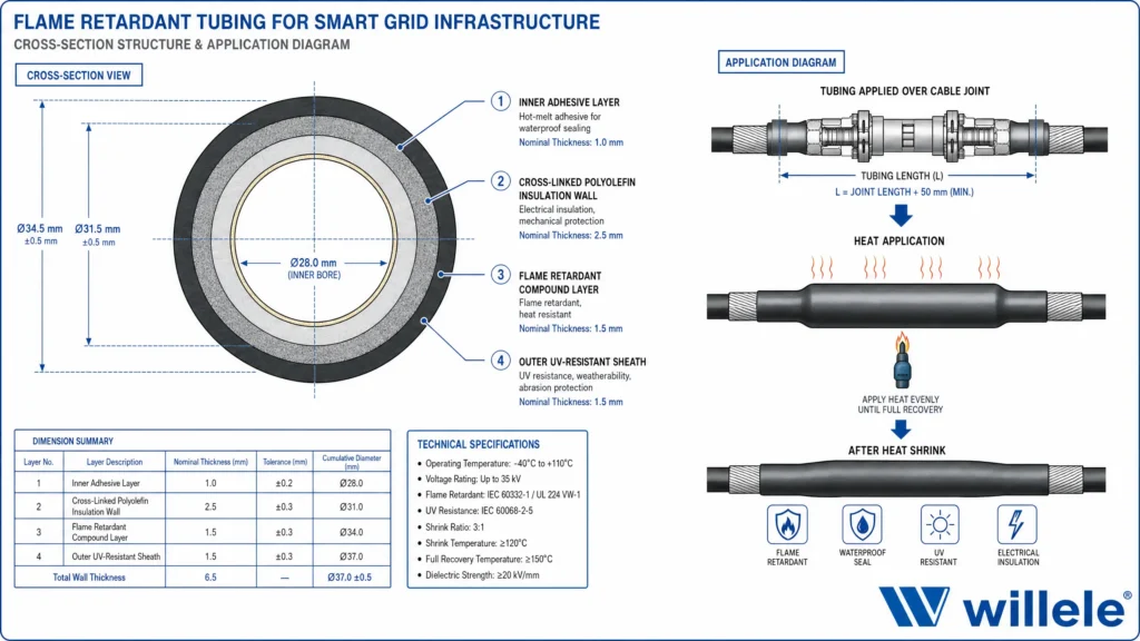 willele Flame Retardant Tubing Technical Cross-Section Diagram
